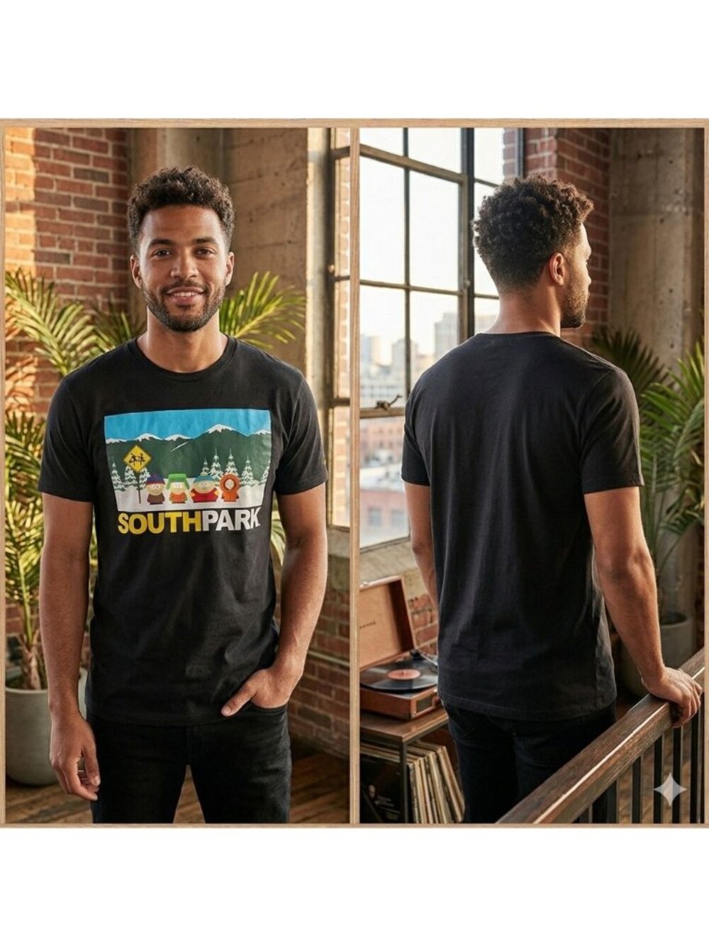 South Park Graphic T-Shirt Size Large Black Short Sleeve Casual Crewneck Tee